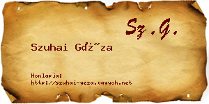 Szuhai Géza névjegykártya